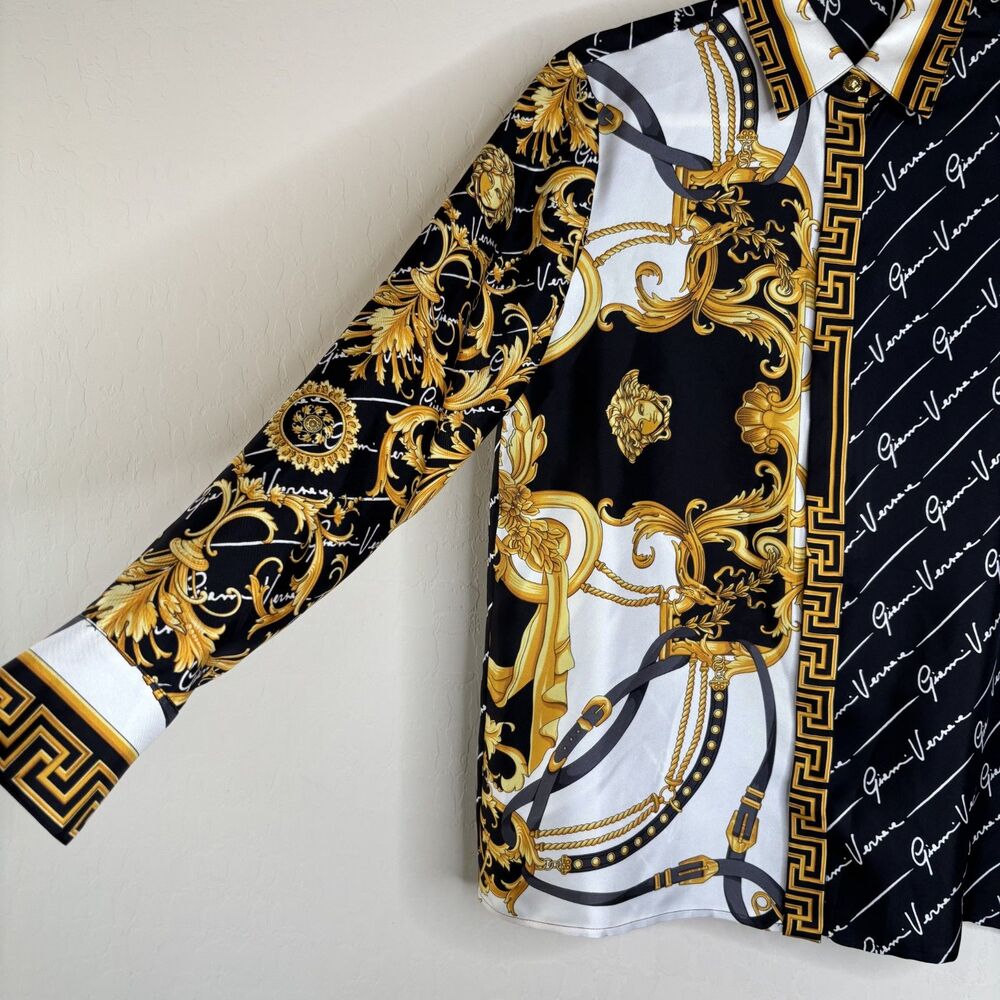 Versace Black & Gold Baroque Print Two-Piece Pantsuit - Picture 10 of 12